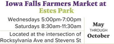 Iowa Falls Farmers Market in Estes Park. Open Wednesdays 5-7 and Saturdays 8:30-11:30  July through October.
