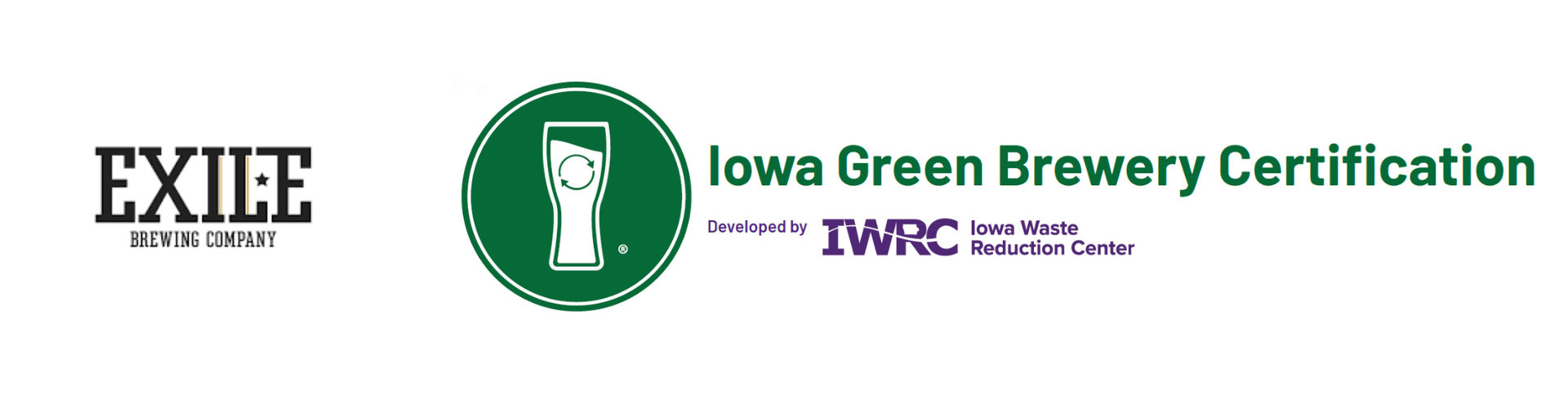 EXILE logo and Iowa Green Brewery program logo