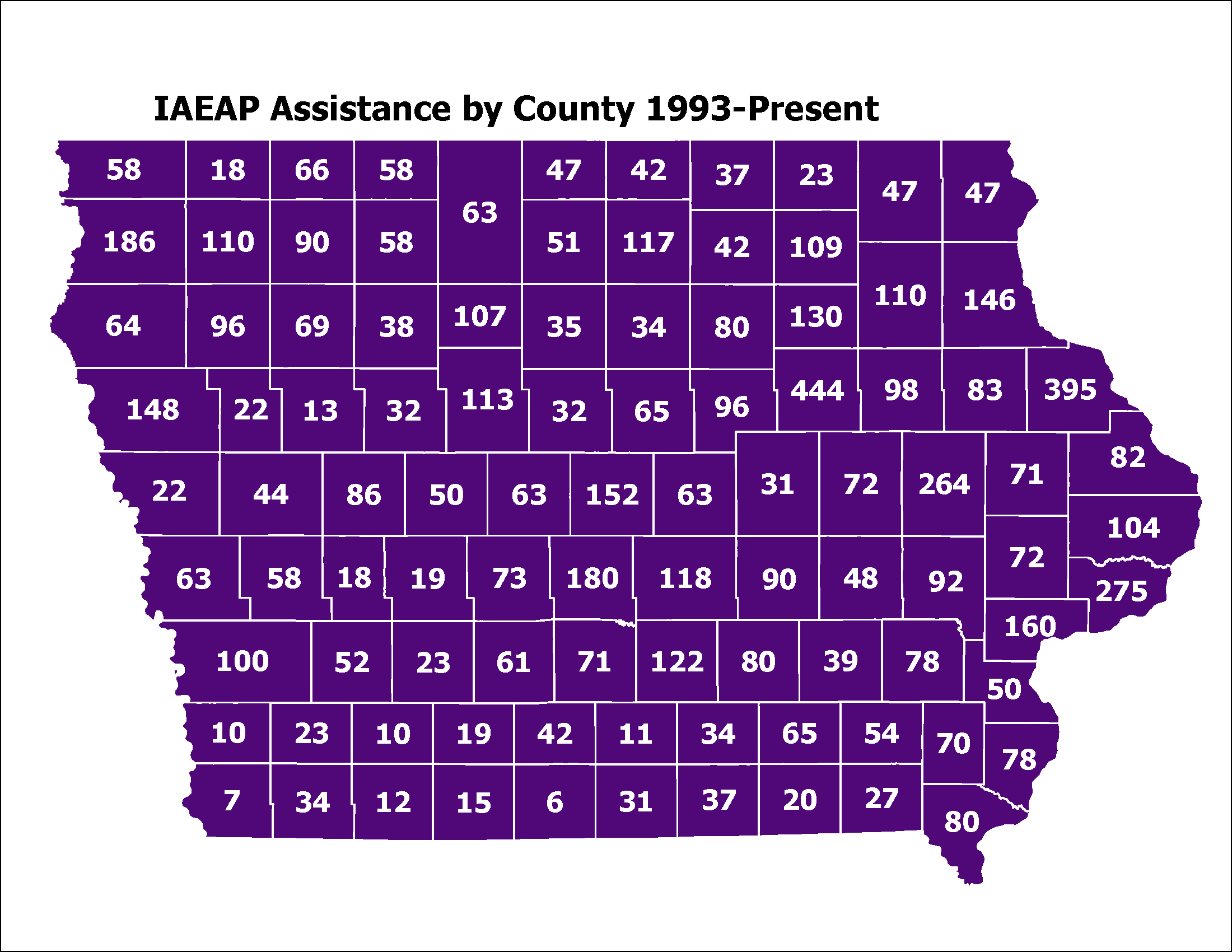 IAEAP Assistance by Iowa County 1993 to Present