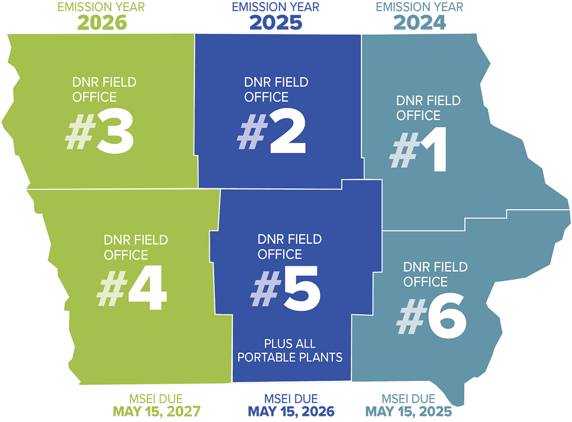 Emission inventory region deadline map