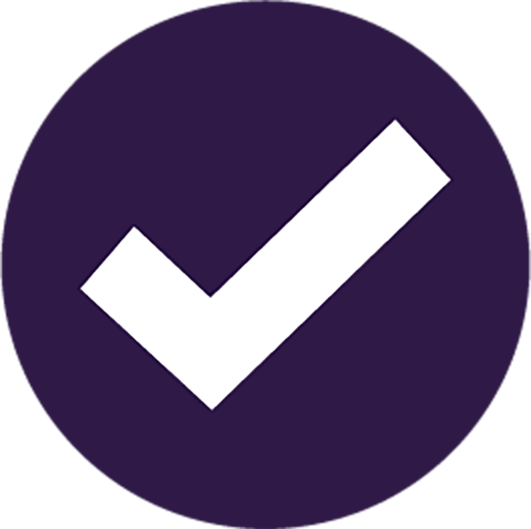 checkmark icon with purple background