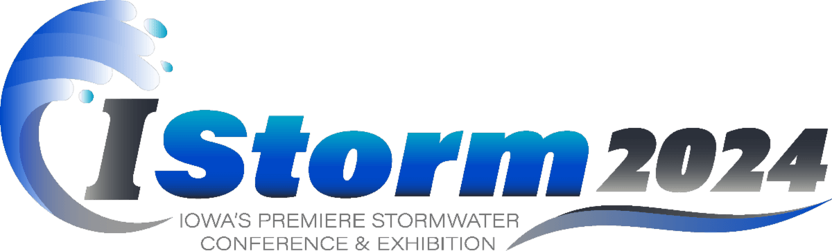 Blue ombre wave with water droplets before IStorm 2024 logo