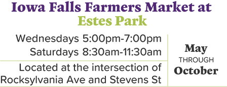 Iowa Falls Farmers Market in Estes Park. Open Wednesdays 5-7 and Saturdays 8:30-11:30  July through October