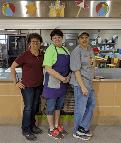 South Central Calhoun CSD staff encourage students to eat while creating a fun and welcoming lunch room environment. From left to right are Wendy Miller, Maureen Schultz, and Tanya Grummon.